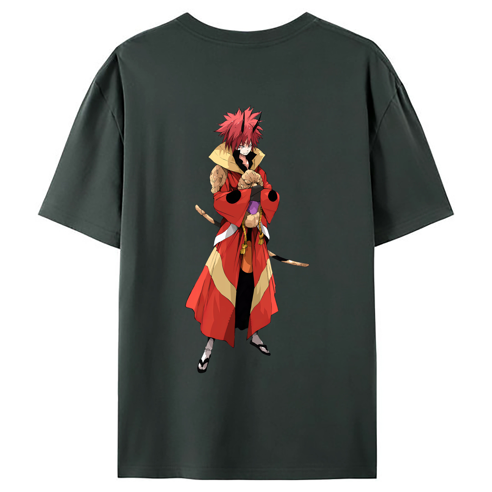 （画像用） 転スラ Regarding Reincarnated to Slime 綿100％ メンズ半袖Tシャツ（バックプリント） 通気性